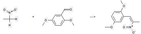 Benzene,1,4-dimethoxy-2-(2-nitro-1-propen-1-yl)- can be prepared by 2,5-dimethoxy-benzaldehyde and nitroethane at the temperature of 105°C